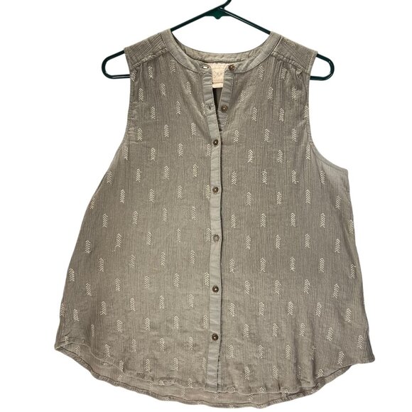 Anthropologie Vanessa Virginia Tops - Anthropologie Vanessa Virginia Sleeveless Top Button Down Metallic Embroidery 8